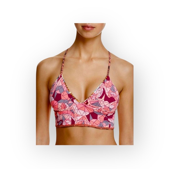 Maaji ꕥ Strappy Back Sports Bra Bralette Top ꕥ Pink Mauve Geometric Print ꕥ Med - Picture 15 of 16